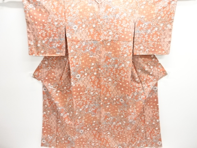 JAPANESE KIMONO / UNUSED TSUMUGI / SHOKKO & ARABESQUE FLOWER 